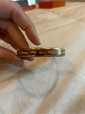 Hermes Gold and Red Enamel Narrow Bracelet